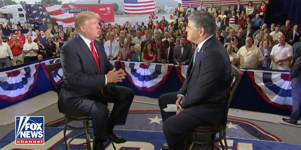 Donald Trump Sean Hannity Interview American Flag Raqqa